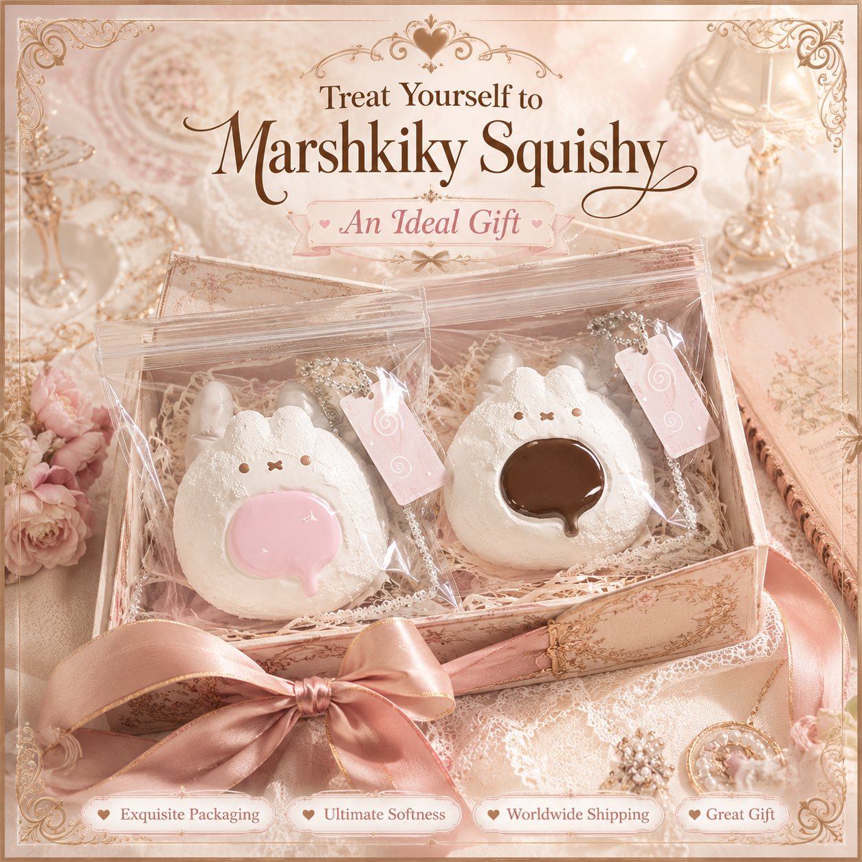 Cute Squishy Toy Food Grade Silicone Rabbit Sensory Squeeze Toy Fidget Desk Toy For Stress Relief Kawaii Animal Valentine Day Birthday Gift For Women Gift For Girls For Home Office