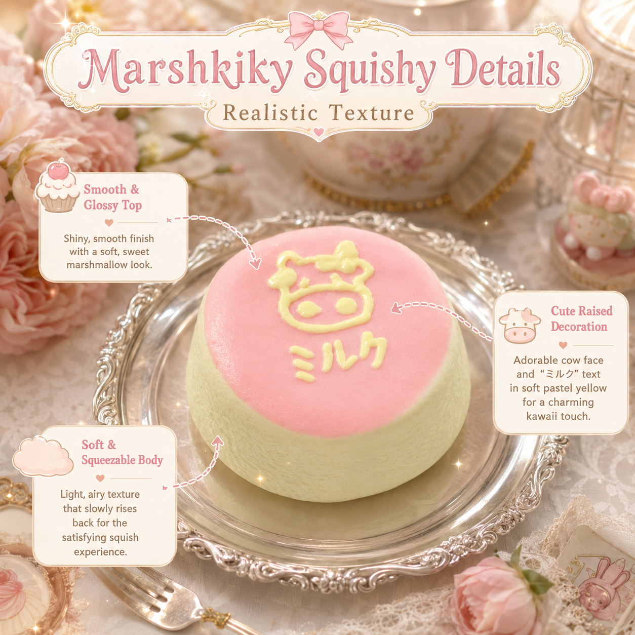 Cute Silicone Squishy Toy Slow Rising Stress Relief Fidget Toy Kawaii Food Shaped Desk Accessory Soft Squeeze Toys Birthday Christmas Gift For Women Men