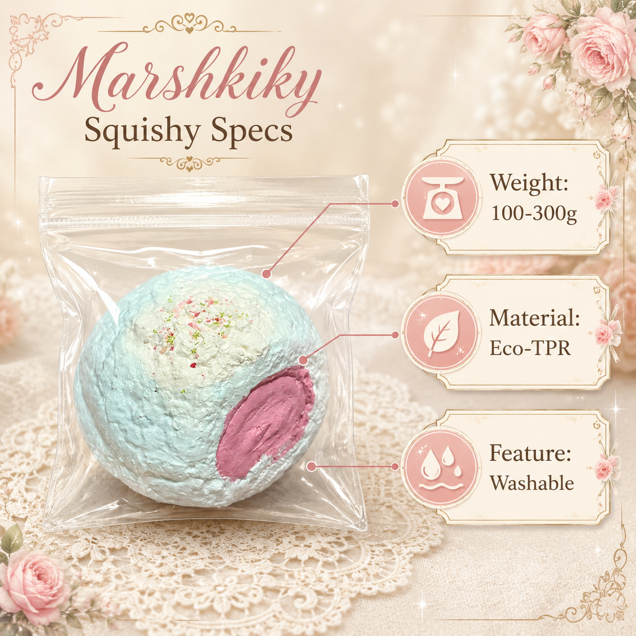 Cute Puff Shaped Squishy Toy Food Grade Silicone Sensory Fidget Toy For Anxiety Relief Dough Like Texture Hand Exerciser Kawaii Desk Accessory Christmas Gift For Teens And Women