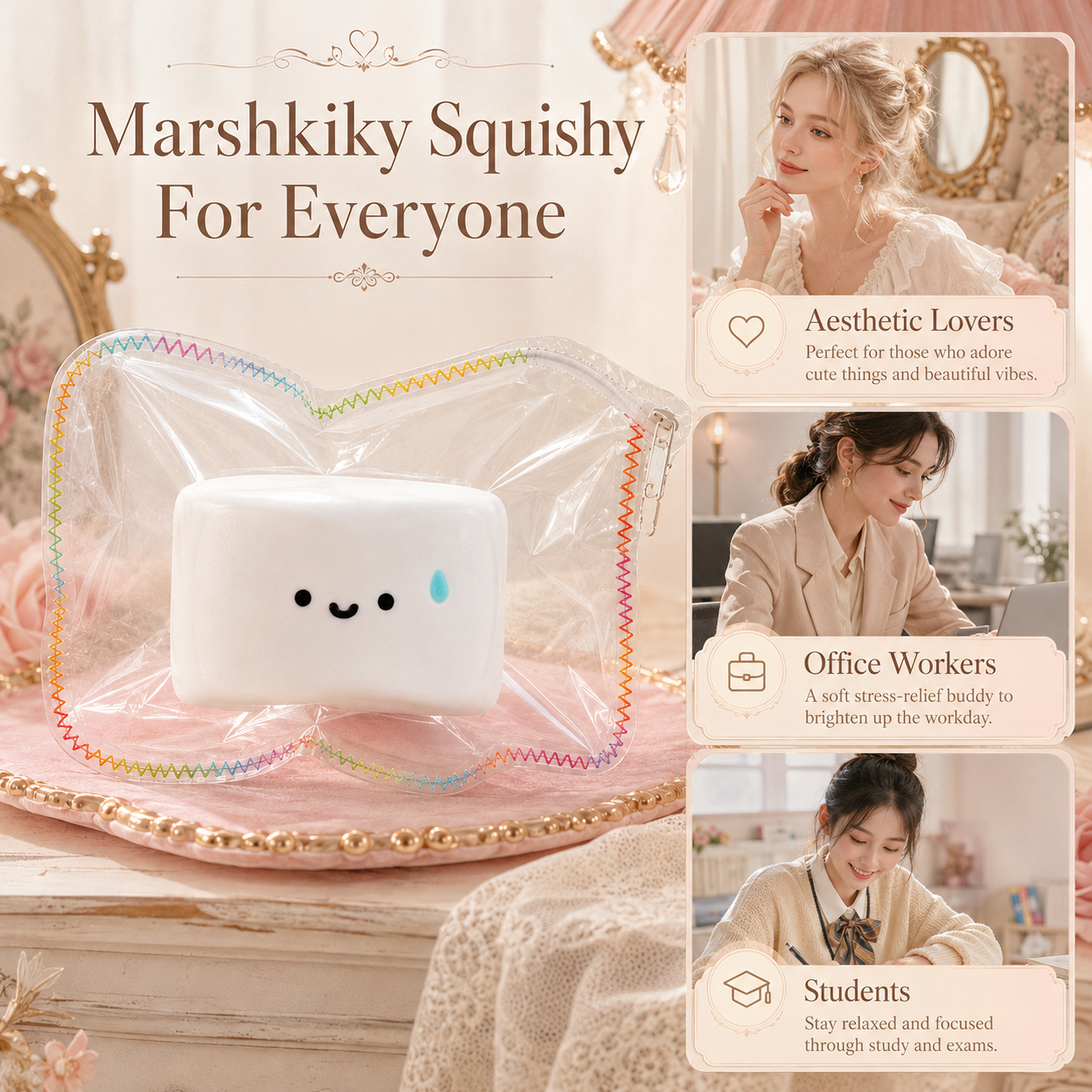 Cute Squishy Stress Relief Toy Slow Rising Sensory Silicone Squeeze Desk Toy For Anxiety Relief Fun Aesthetic Office Accessories Christmas Birthday Gift For Teens Friends For Daily Use