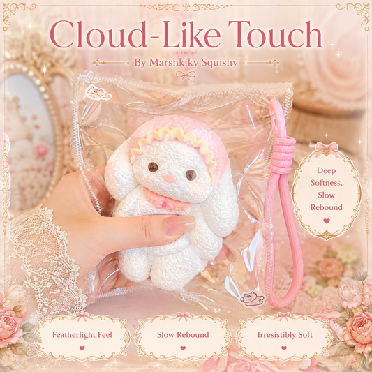 Pink Bunny Squishy Toy Food Grade Silicone Slow Rebound Stress Relief Sensory Fidget Toy with Lanyard Glossy Surface Squeeze Toy for Anxiety Relief Birthday Gift for Teens Kids Gift for Office Workers