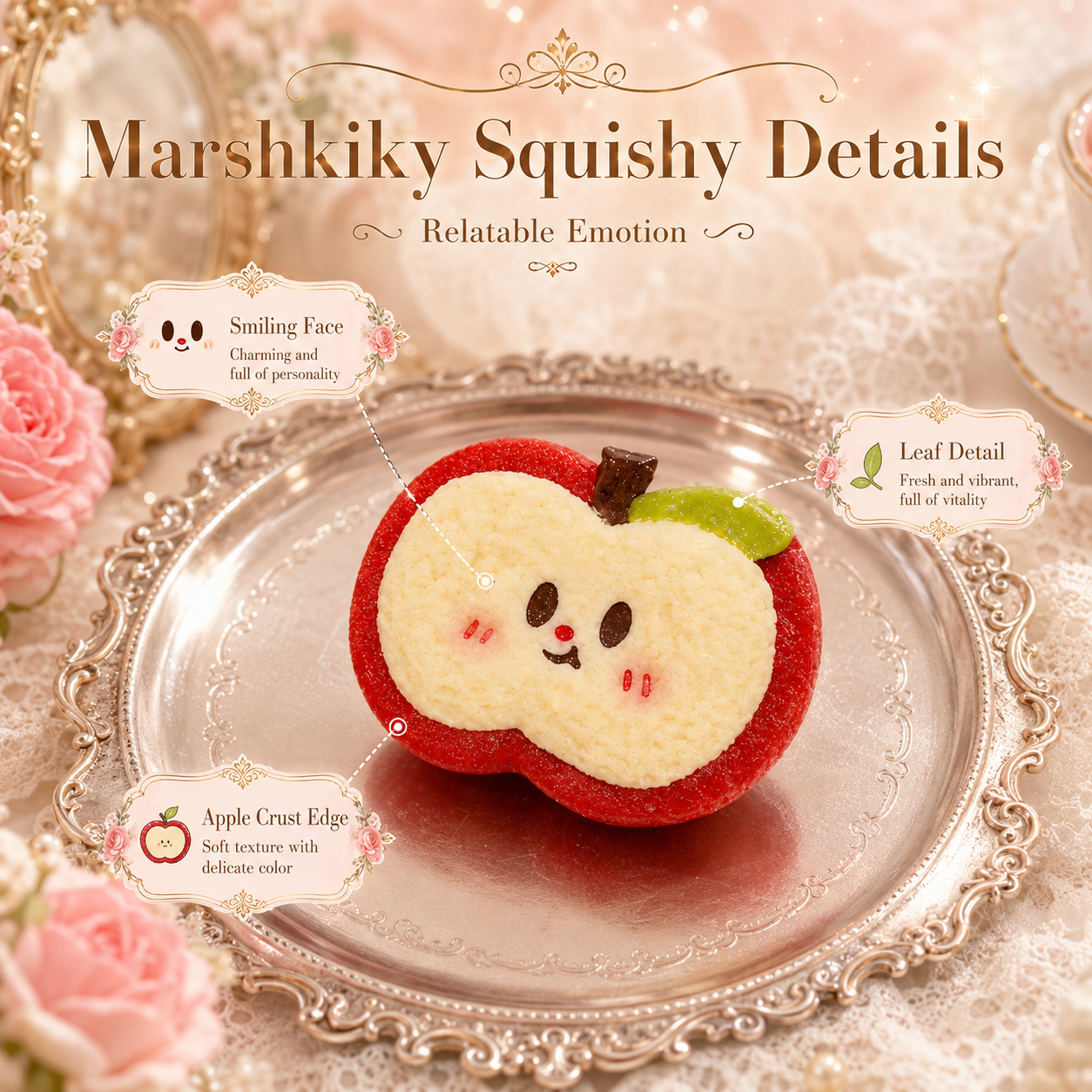 Cute Apple Toast Squishy Toy Slow Rising Silicone Sensory Stress Relief Toy Funny Sliced Bread Squeeze Toy With Pvc Bag Birthday Christmas Stocking Stuffer Gift For Teens Gift For Friends For Home Office Use