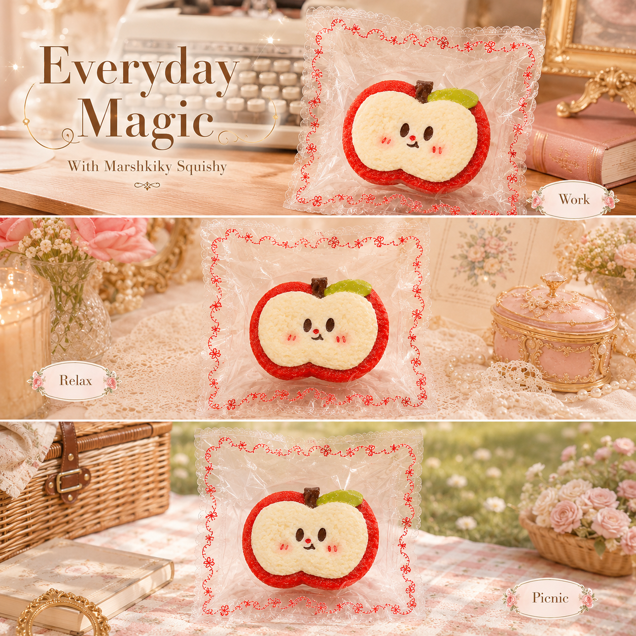 Cute Apple Toast Squishy Toy Slow Rising Silicone Sensory Stress Relief Toy Funny Sliced Bread Squeeze Toy With Pvc Bag Birthday Christmas Stocking Stuffer Gift For Teens Gift For Friends For Home Office Use