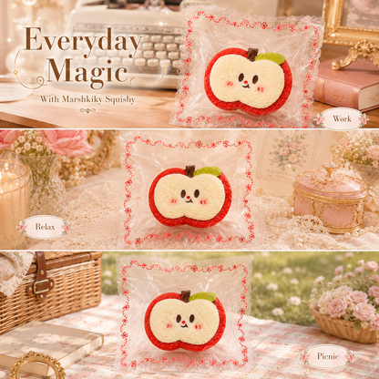 Cute Apple Toast Squishy Toy Slow Rising Silicone Sensory Stress Relief Toy Funny Sliced Bread Squeeze Toy With Pvc Bag Birthday Christmas Stocking Stuffer Gift For Teens Gift For Friends For Home Office Use