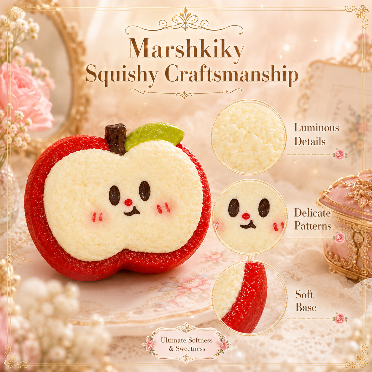 Cute Apple Toast Squishy Toy Slow Rising Silicone Sensory Stress Relief Toy Funny Sliced Bread Squeeze Toy With Pvc Bag Birthday Christmas Stocking Stuffer Gift For Teens Gift For Friends For Home Office Use