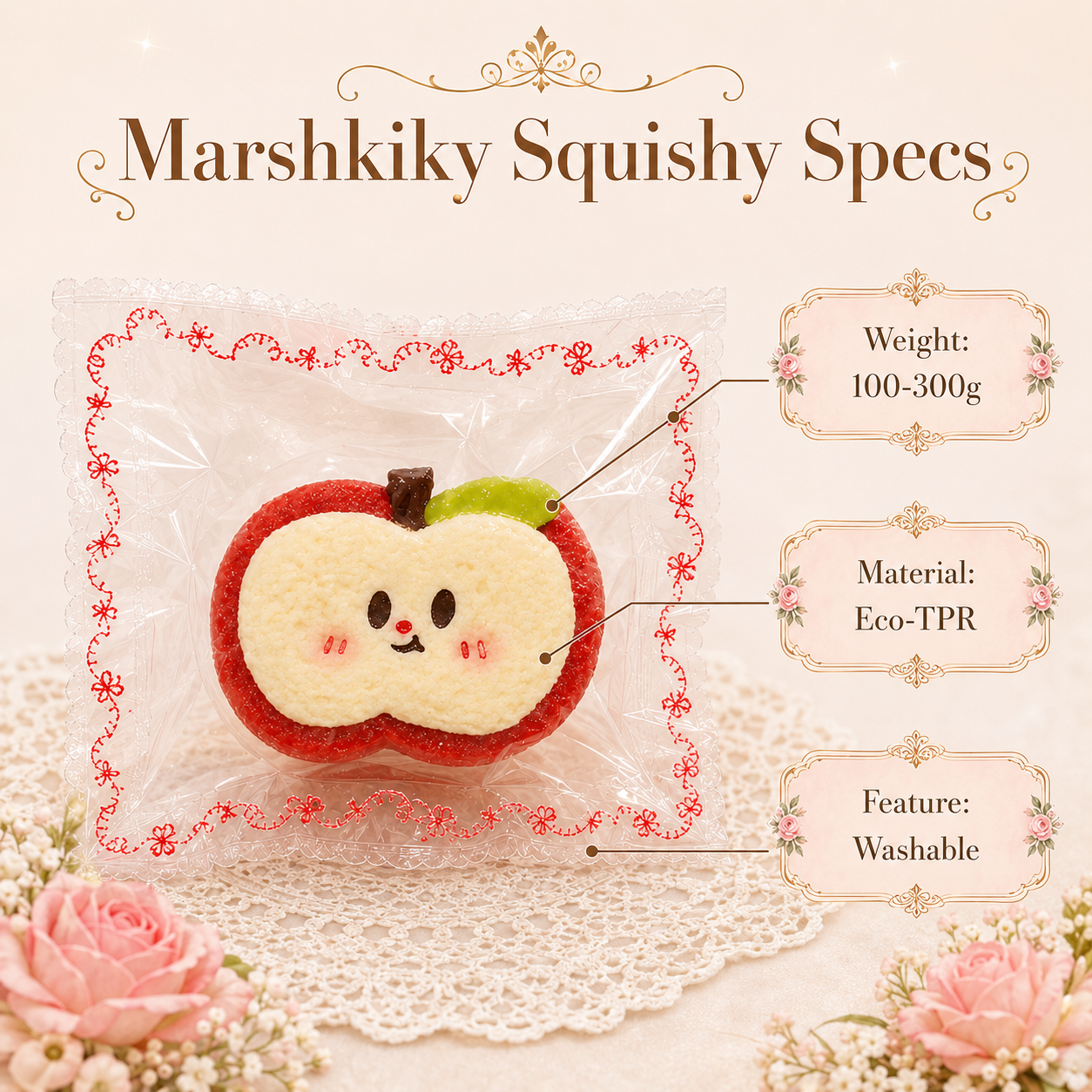 Cute Apple Toast Squishy Toy Slow Rising Silicone Sensory Stress Relief Toy Funny Sliced Bread Squeeze Toy With Pvc Bag Birthday Christmas Stocking Stuffer Gift For Teens Gift For Friends For Home Office Use