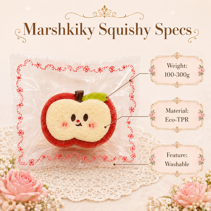 Cute Apple Toast Squishy Toy Slow Rising Silicone Sensory Stress Relief Toy Funny Sliced Bread Squeeze Toy With Pvc Bag Birthday Christmas Stocking Stuffer Gift For Teens Gift For Friends For Home Office Use