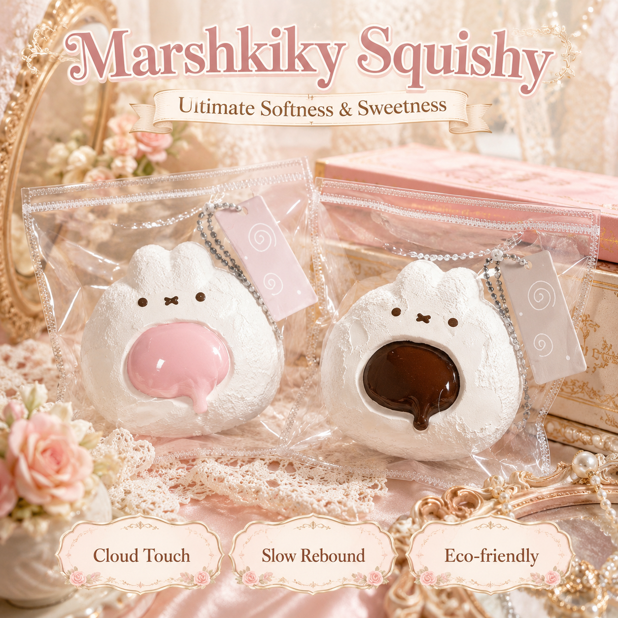 Cute Squishy Toy Food Grade Silicone Rabbit Sensory Squeeze Toy Fidget Desk Toy For Stress Relief Kawaii Animal Valentine Day Birthday Gift For Women Gift For Girls For Home Office