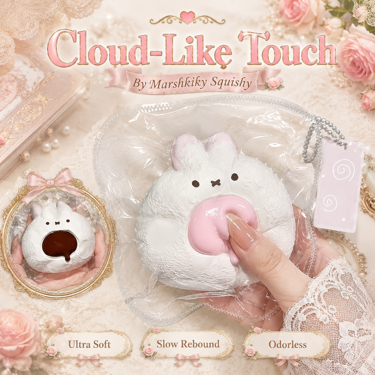 Cute Squishy Toy Food Grade Silicone Rabbit Sensory Squeeze Toy Fidget Desk Toy For Stress Relief Kawaii Animal Valentine Day Birthday Gift For Women Gift For Girls For Home Office
