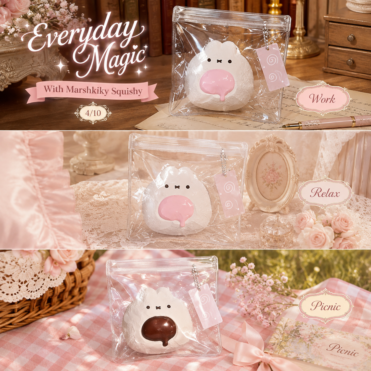 Cute Squishy Toy Food Grade Silicone Rabbit Sensory Squeeze Toy Fidget Desk Toy For Stress Relief Kawaii Animal Valentine Day Birthday Gift For Women Gift For Girls For Home Office