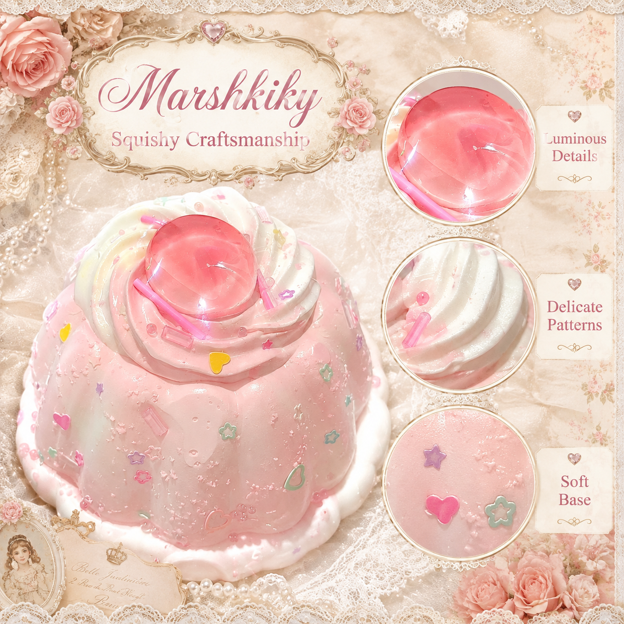 Kawaii Cherry Pudding Squishy Stress Toy Food Grade Silicone Squeeze Fidget Toy Cute Desk Accessories For Anxiety Relief Valentines Day Birthday Gift For Women Kids Teens For Office Home Use