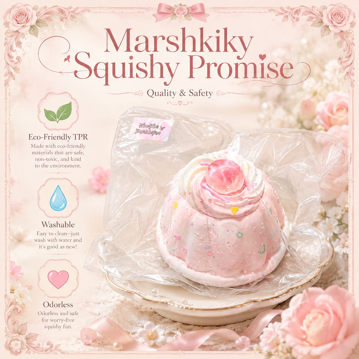 Kawaii Cherry Pudding Squishy Stress Toy Food Grade Silicone Squeeze Fidget Toy Cute Desk Accessories For Anxiety Relief Valentines Day Birthday Gift For Women Kids Teens For Office Home Use
