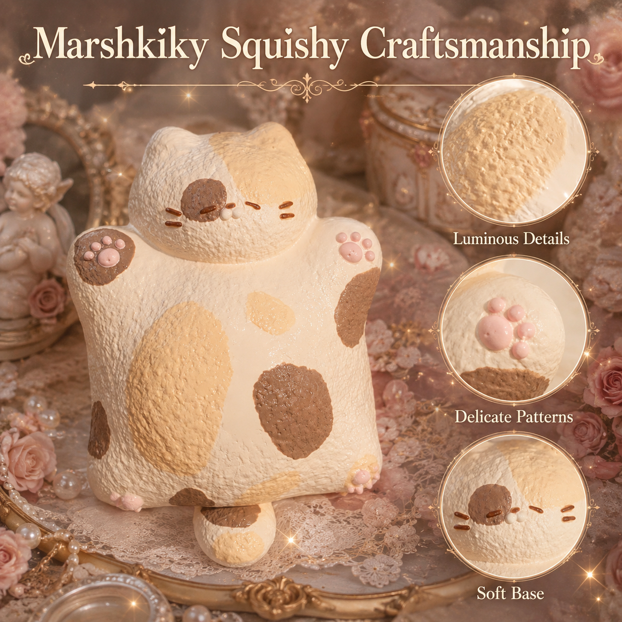 Calico Cat Squishy Toy Food Grade Silicone Stress Relief Squeeze Fidget Toy Cute Chubby Cat Desk Accessory Office Anxiety Relief Relaxing Tactile Sensory Toy Fun Christmas Birthday Gift For Women Teens Kids For Home Office