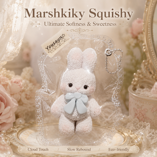 Silicone Bunny Squishy Toy Cute Stress Relief Fidget Animal Toy For Adults And Teens Food Grade Silicone Anxiety Relief Items White With Blue Bow Christmas Stocking Stuffers Birthday Gift For Women And Friends For Desk Use