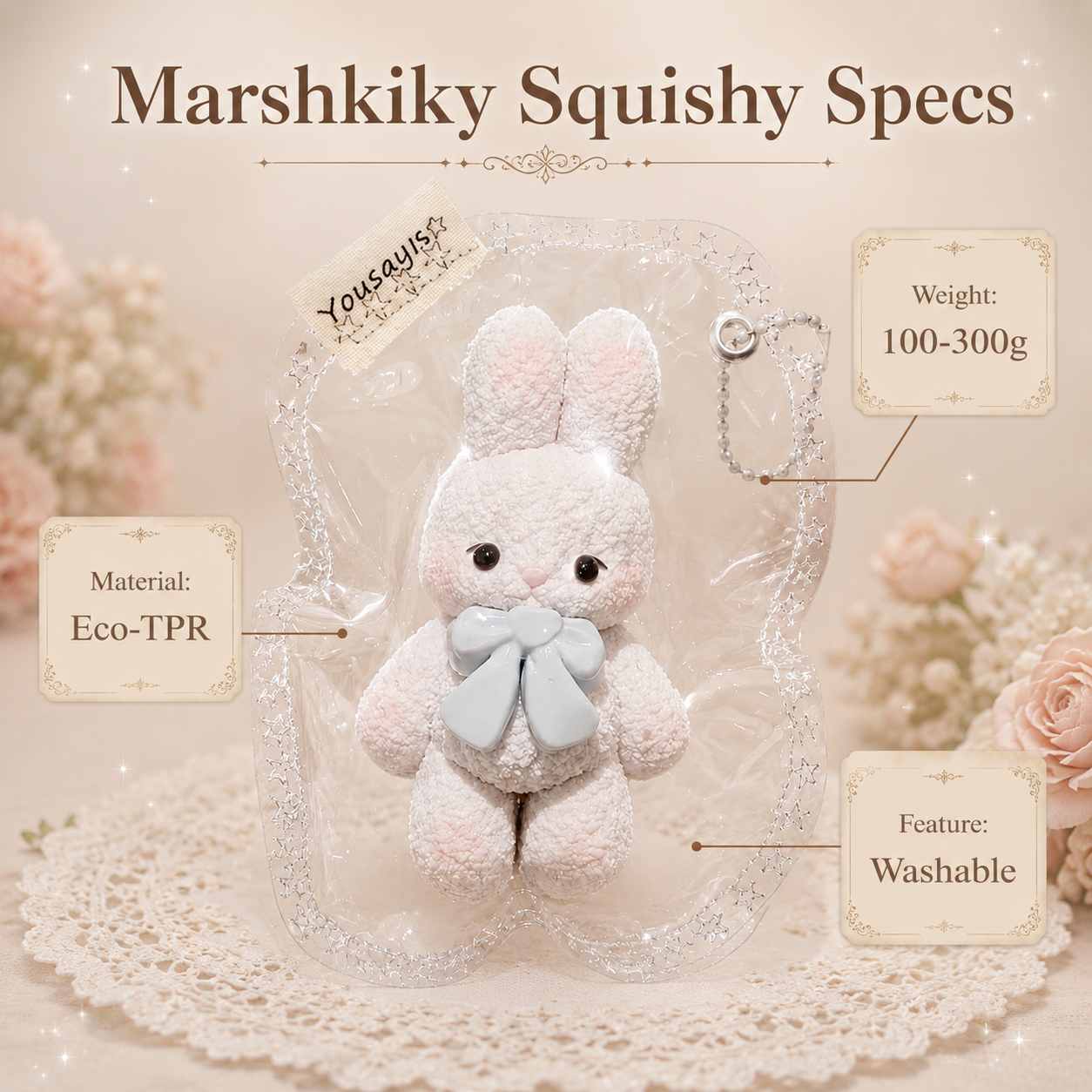 Silicone Bunny Squishy Toy Cute Stress Relief Fidget Animal Toy For Adults And Teens Food Grade Silicone Anxiety Relief Items White With Blue Bow Christmas Stocking Stuffers Birthday Gift For Women And Friends For Desk Use