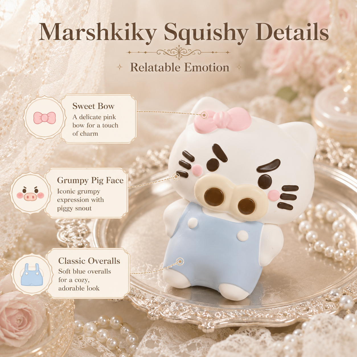 Kawaii Squishy Toy Stress Relief Squeeze Toy Slow Rising Food Grade Silicone Fidget Toy Cute Standing Animal Figure For Desk Decoration Anxiety Relief Office Break Birthday Christmas Gift For Teens Kids Gift For Friends