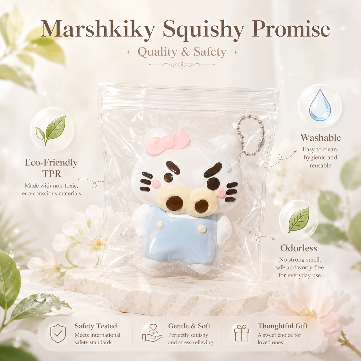 Kawaii Squishy Toy Stress Relief Squeeze Toy Slow Rising Food Grade Silicone Fidget Toy Cute Standing Animal Figure For Desk Decoration Anxiety Relief Office Break Birthday Christmas Gift For Teens Kids Gift For Friends