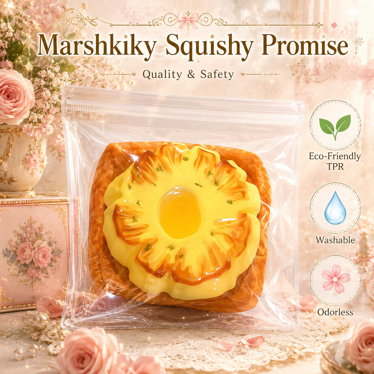 Pineapple Toast Squishy Toy Slow Rising Fake Food Sensory Stress Relief Toy Soft Silicone Squeeze Toy For Adults Office Desk Accessories Funny Christmas Birthday Gift For Teens For Women For Office Use
