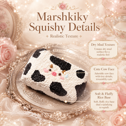 Cute Cow Pig Rice Ball Squishy Toy Slow Rising Fidget Toy Food Grade Silicone Stress Relief Toy Desk Accessory Kawaii Aesthetic Decor For Office Adults Birthday Gift For Women