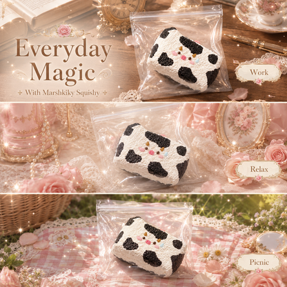 Cute Cow Pig Rice Ball Squishy Toy Slow Rising Fidget Toy Food Grade Silicone Stress Relief Toy Desk Accessory Kawaii Aesthetic Decor For Office Adults Birthday Gift For Women