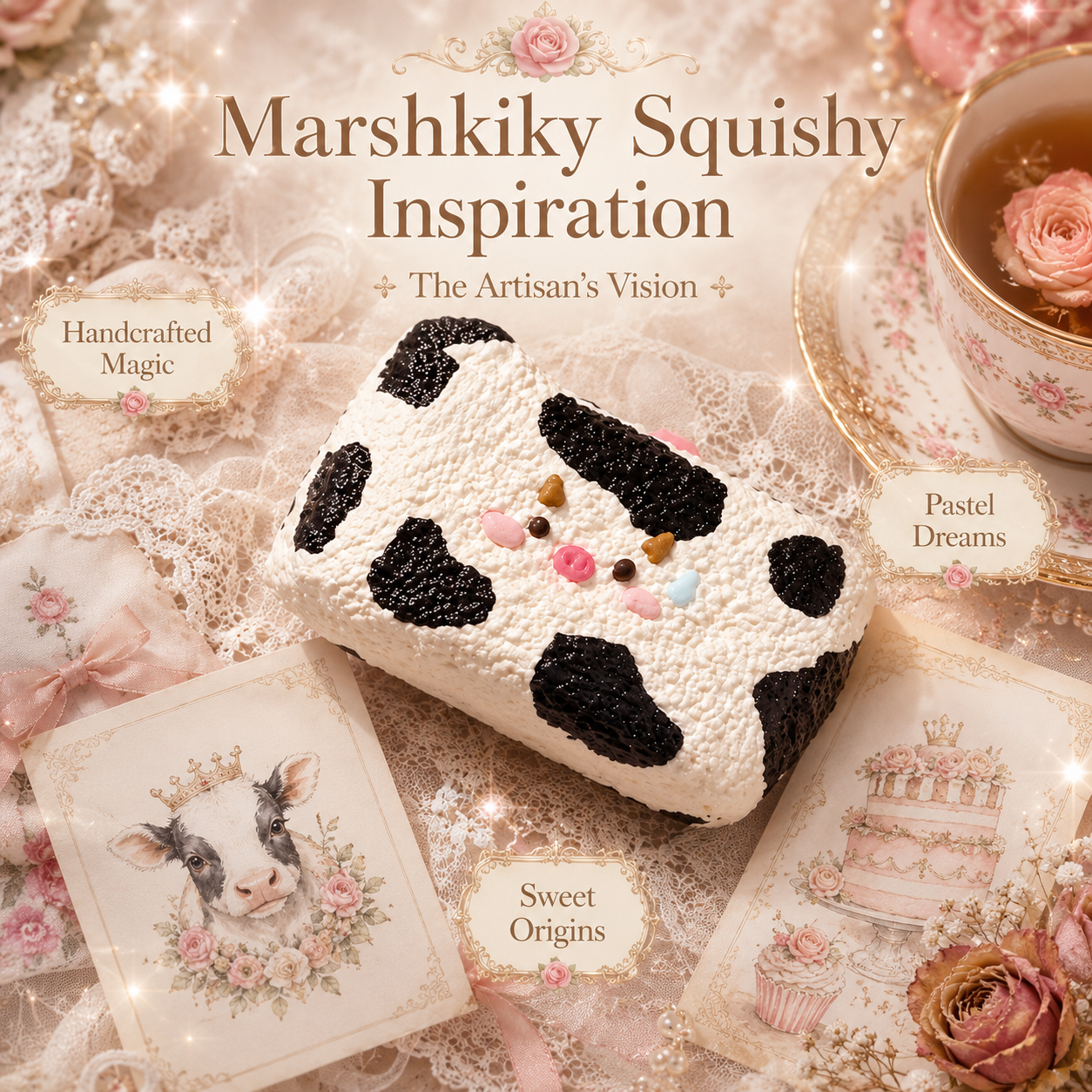 Cute Cow Pig Rice Ball Squishy Toy Slow Rising Fidget Toy Food Grade Silicone Stress Relief Toy Desk Accessory Kawaii Aesthetic Decor For Office Adults Birthday Gift For Women