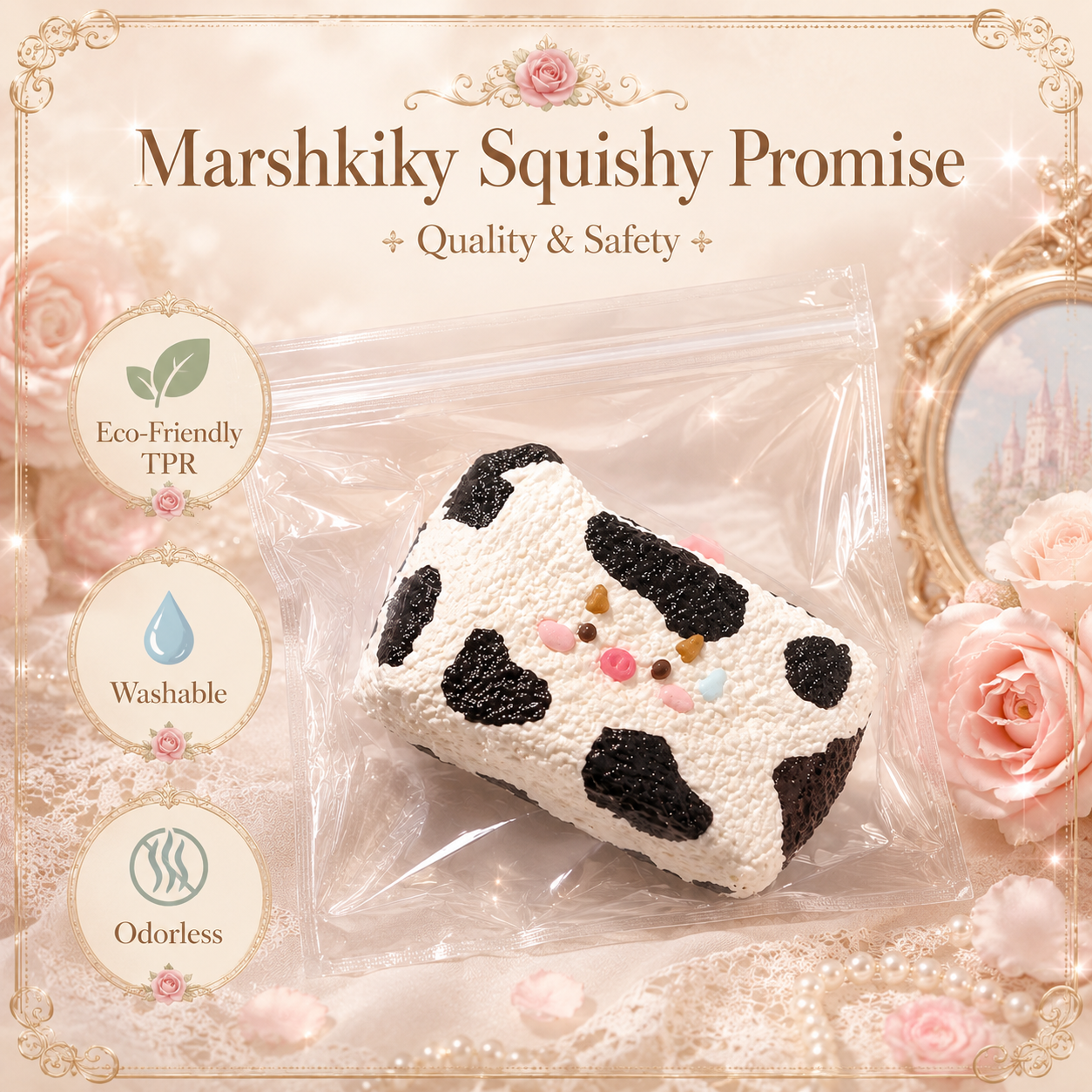 Cute Cow Pig Rice Ball Squishy Toy Slow Rising Fidget Toy Food Grade Silicone Stress Relief Toy Desk Accessory Kawaii Aesthetic Decor For Office Adults Birthday Gift For Women